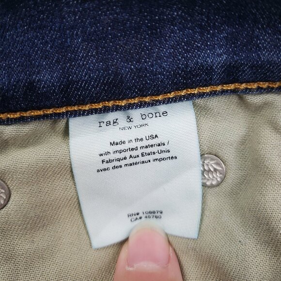 Rag & Bone High Rise Ankle Skinny Jeans Size 32 Dark Wash Stretch Denim - Picture 12 of 16